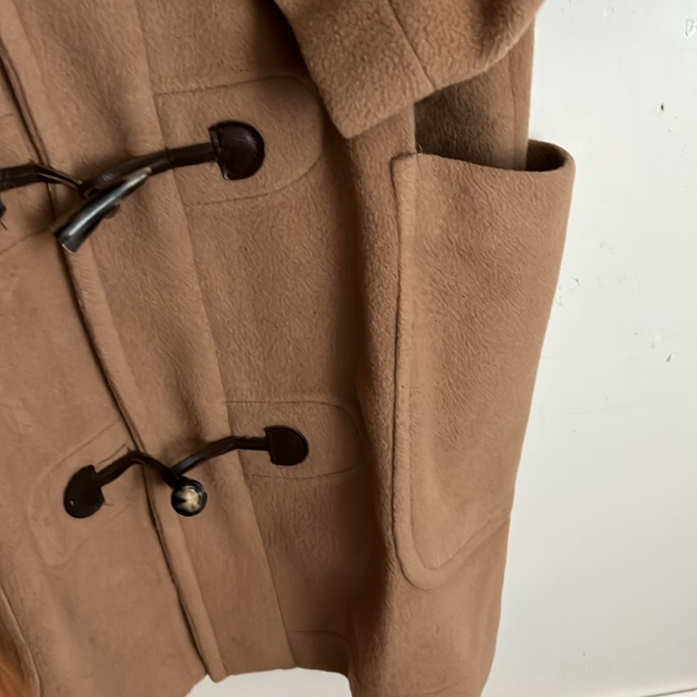 Burberry Vintage Wool Hooded Duffle Coat Beige Sz Small - Picture 7 of 13